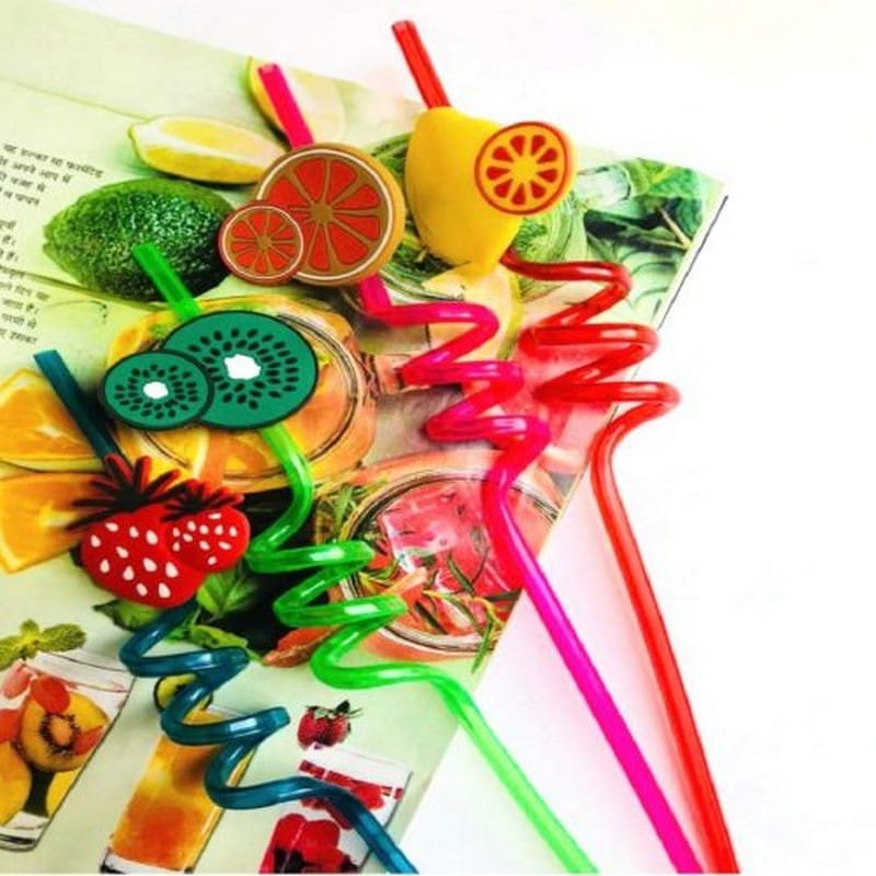 Plastic Reusable Fruit Straws Drinking Straws Birthday Party